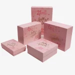 Custom Logo Pink Printed Cosmetic Box With Raffia Grass 2