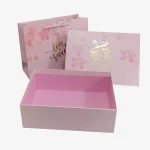 Custom Logo Pink Printed Cosmetic Box With Raffia Grass 3