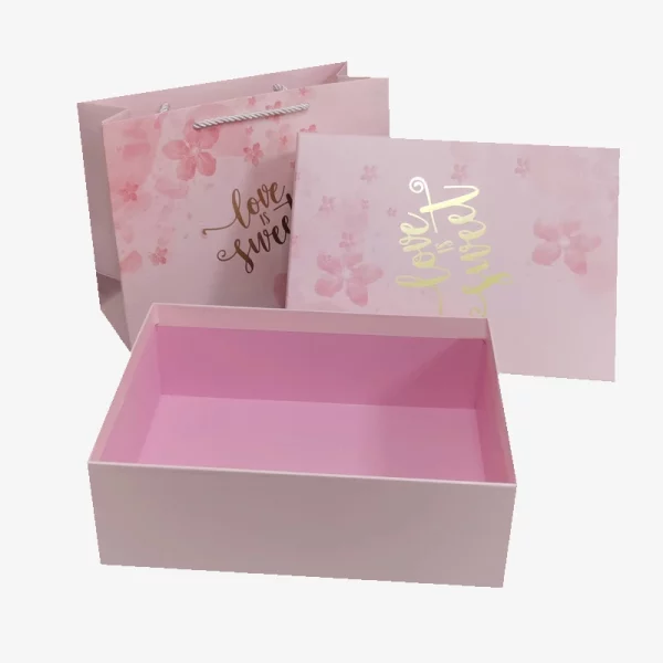 Custom Logo Pink Printed Cosmetic Box With Raffia Grass 3