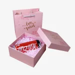 Custom Logo Pink Printed Cosmetic Box With Raffia Grass 4