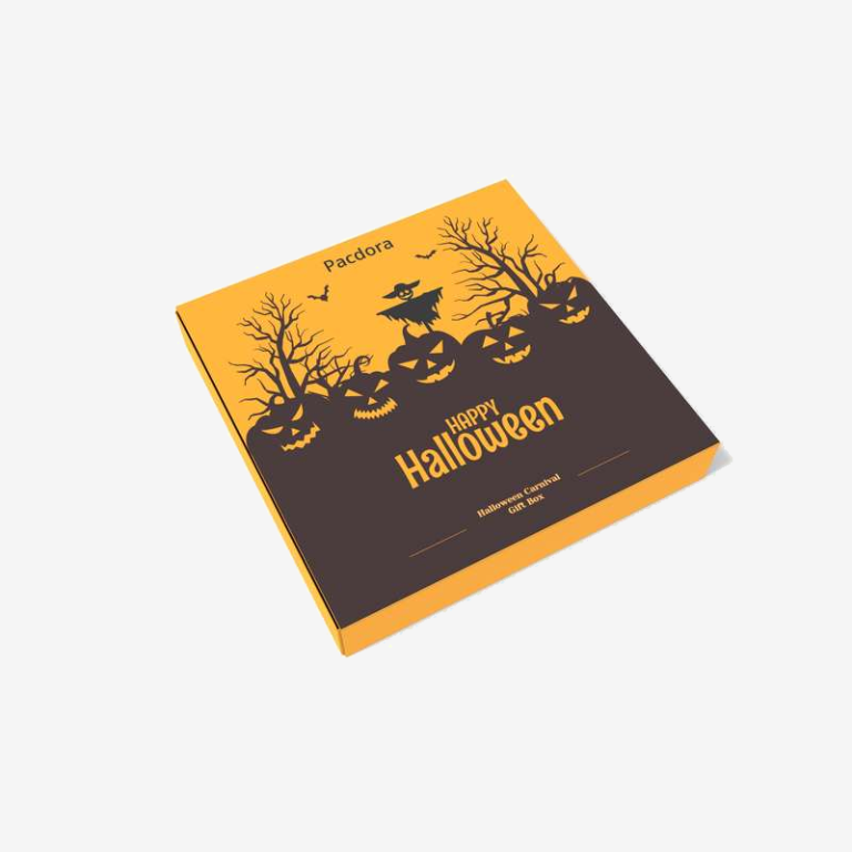 Custom Logo Yellow Square Slide Drawer Gift Box For Halloween