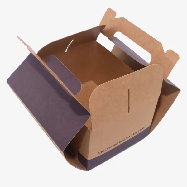 Folding Kraft Paper Portable Handle Box With Baked Food 1