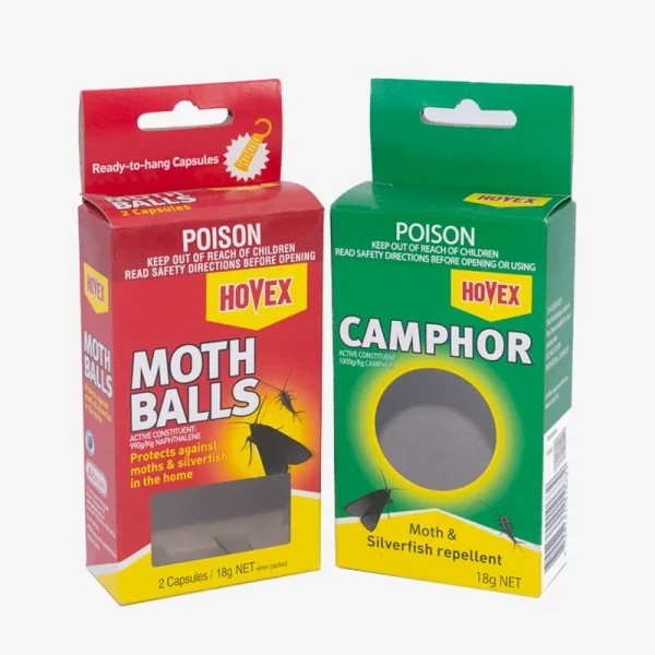 MOTH BALLS Hanging Packaging Boxes With Transparent Plastic Window
