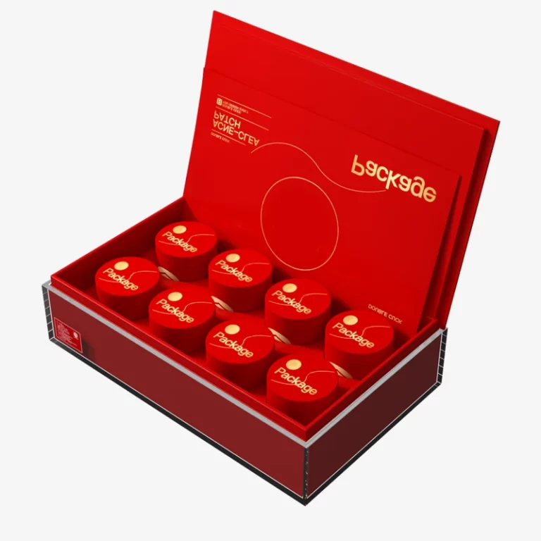 Red Foil Stamping Flip Refined Chinese Tea Gift Box