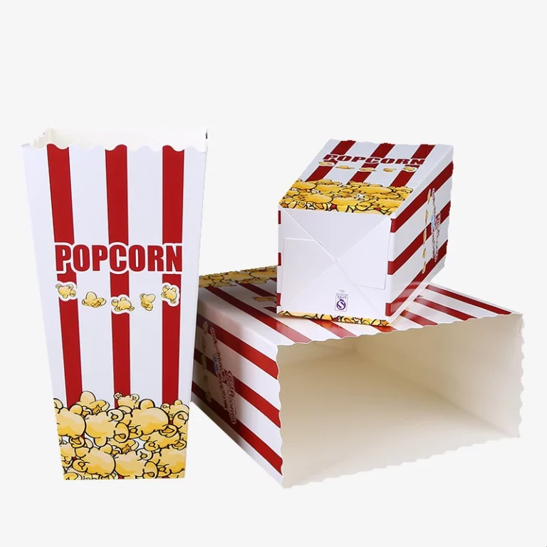 Red White Stripes Design Disposable Popcorn Boxes