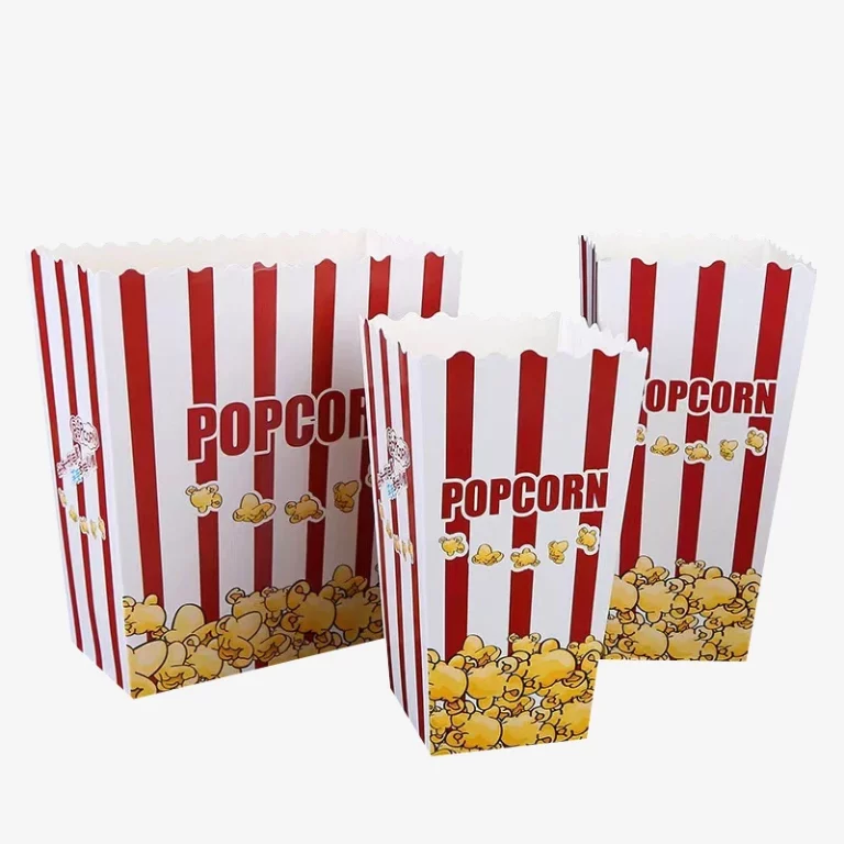 Red White Stripes Design Disposable Popcorn Boxes