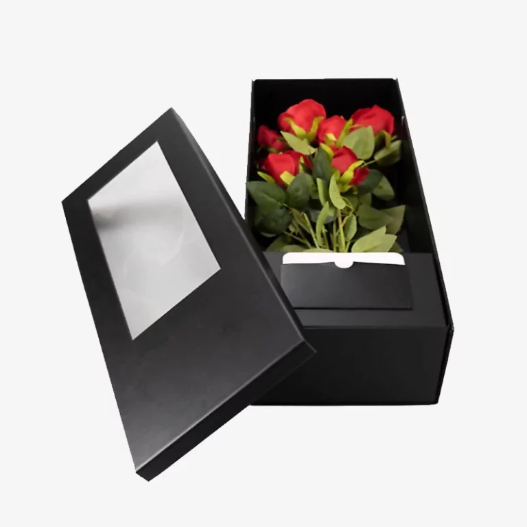 Removable Black Lid And Base Folding Flower Gift Box