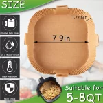Square Non-stick Hanging Ear Air Fryer Paper Liner 2