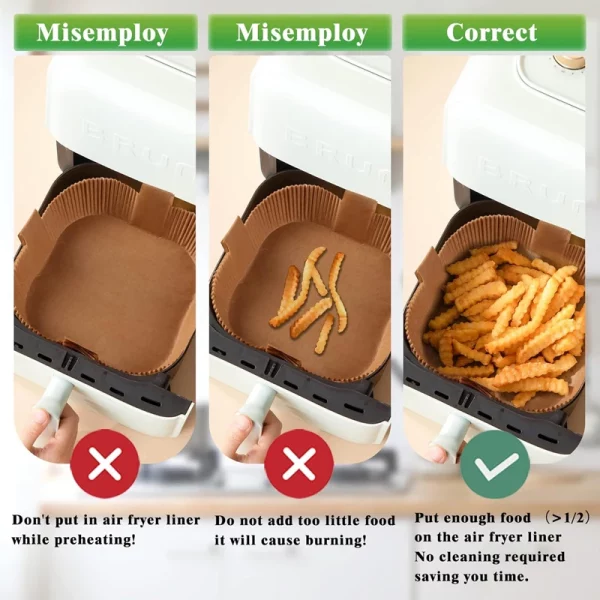 Square Non-stick Hanging Ear Air Fryer Paper Liner 4