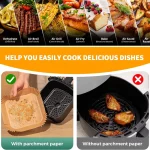 Square Non-stick Air Fryer Liner With Parchment Paper 4