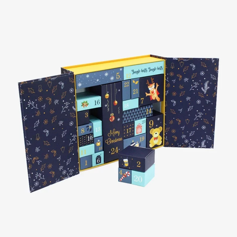Two Flaps Calendar Christmas Gift Box With Ribbon