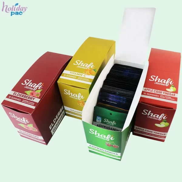 Custom Retail Shelf Ready Display Packaging Box with Header for Gummies Candy