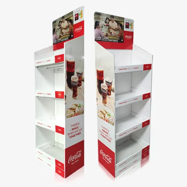 Beverage Cardboard Retail Floor Display Stand Customized Cola Bottle Drink