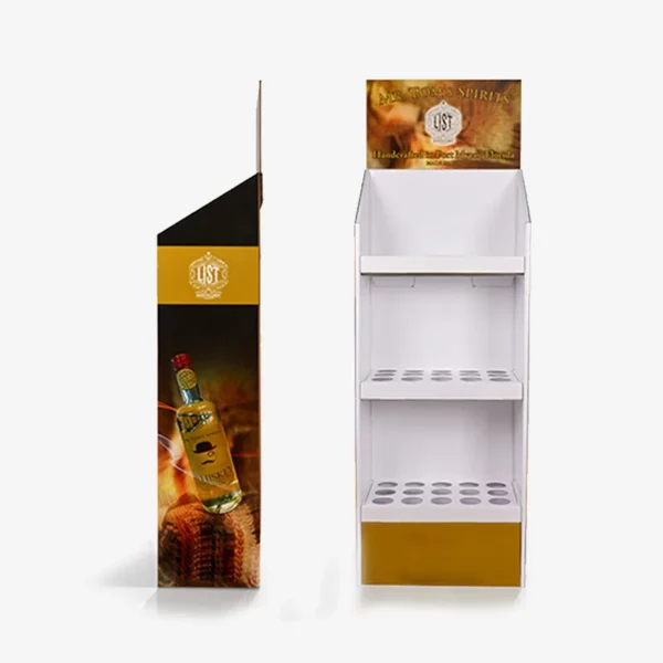 Custom 3 Shelf Cardboard Display with Holes for Wine 2