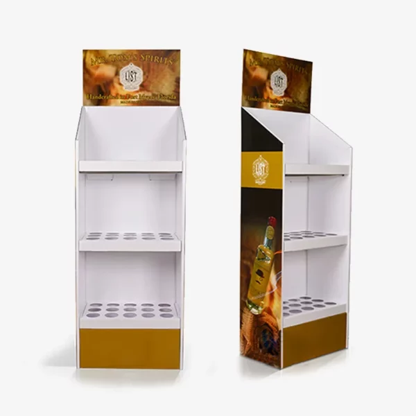 Custom 3 Shelf Cardboard Display with Holes for Wine