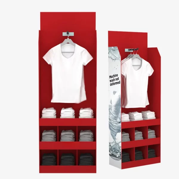 Custom Merchandise Corrugated Display Stand for T-Shirt Clothing 3