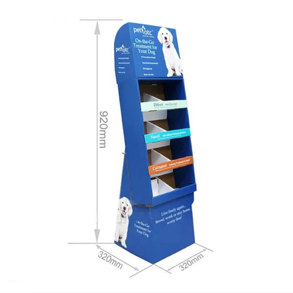 Custom Pet Food Corrugated Display Shelf with Base 4